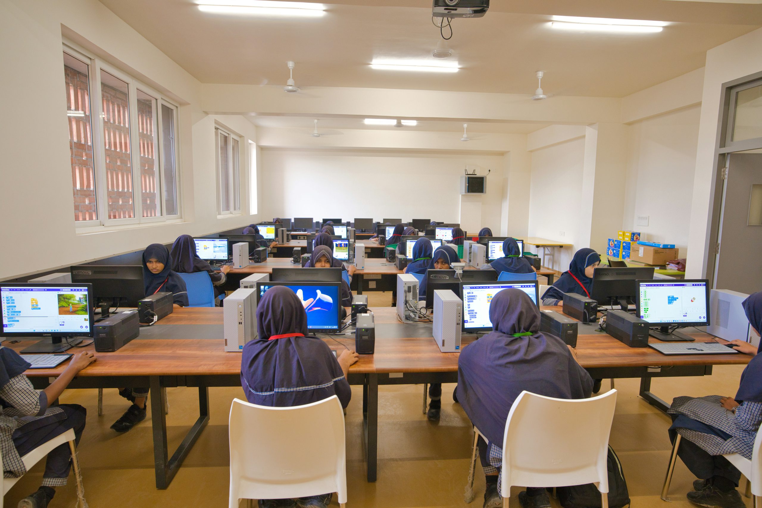 Student and teacher in science learning